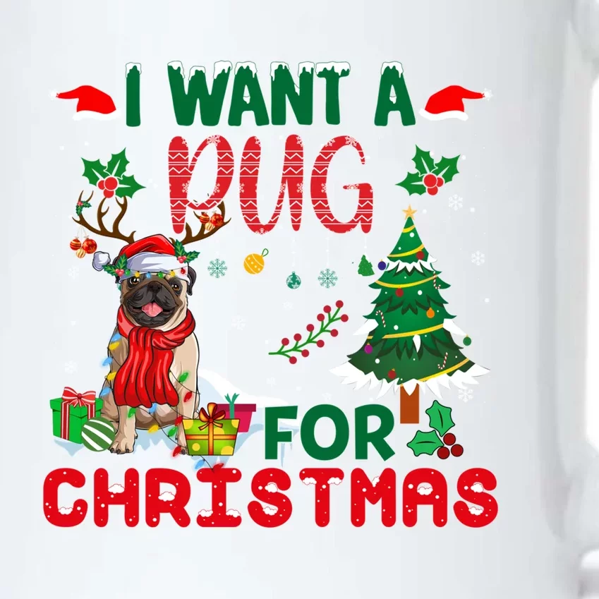 I Want A Pug Dog For Christmas Xmas Pug Dog Reindeer Meaningful Gift Black Color Changing Mug