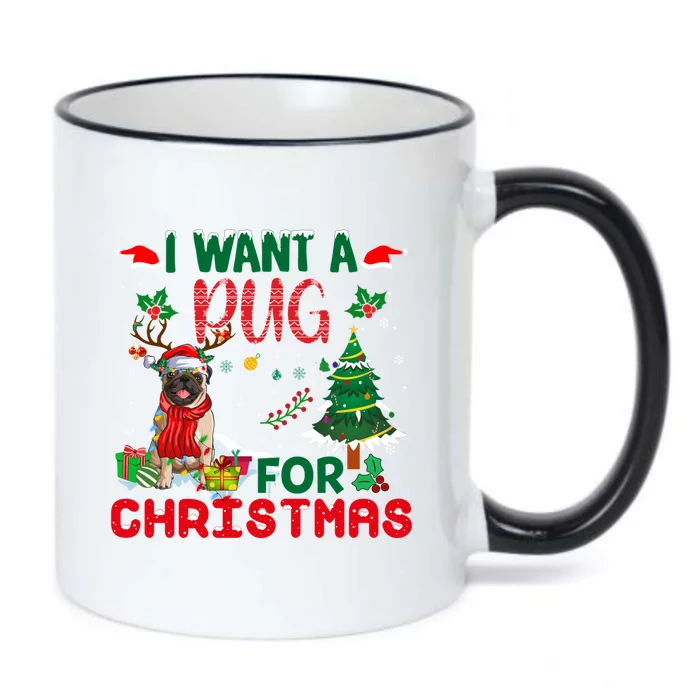 I Want A Pug Dog For Christmas Xmas Pug Dog Reindeer Meaningful Gift Black Color Changing Mug