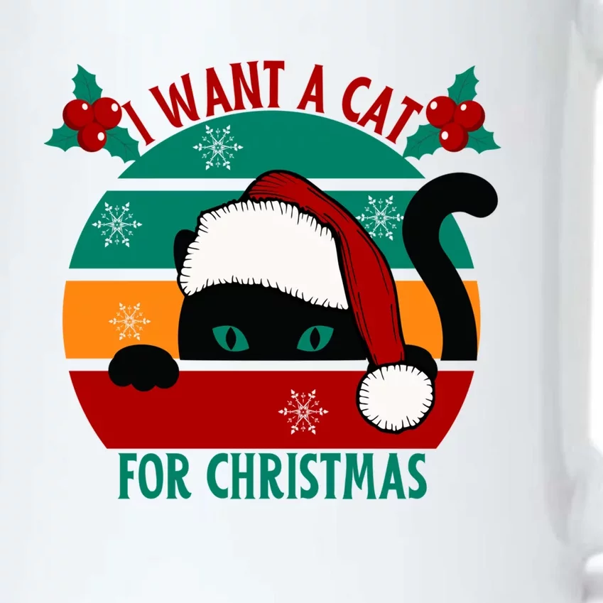 I Want A Cat For Christmas Xmas Cat Cute Gift Black Color Changing Mug