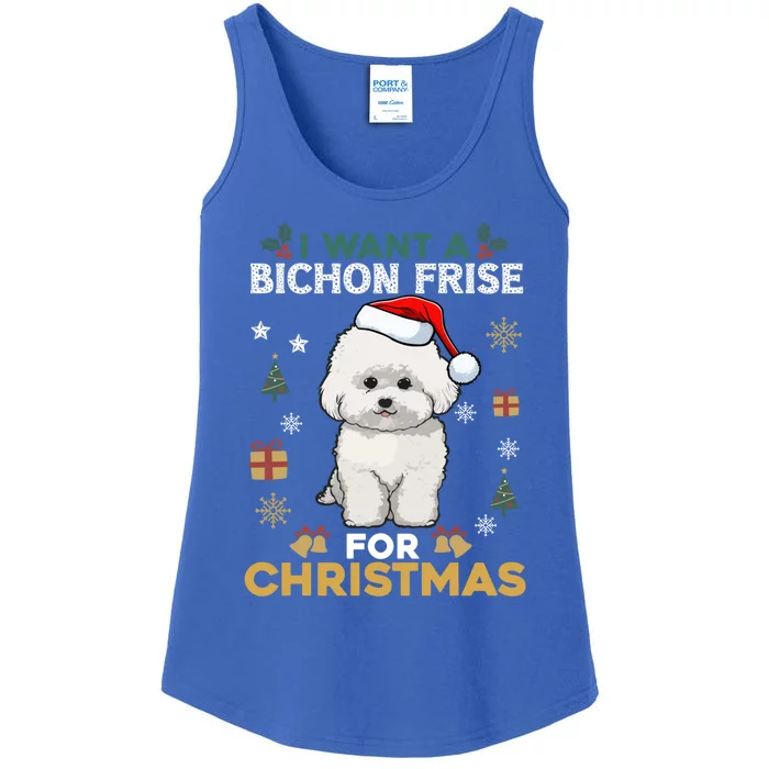 I Want A Bichon Frise For Christmas Cute Dog Lover Pajamas Gift Ladies Essential Tank