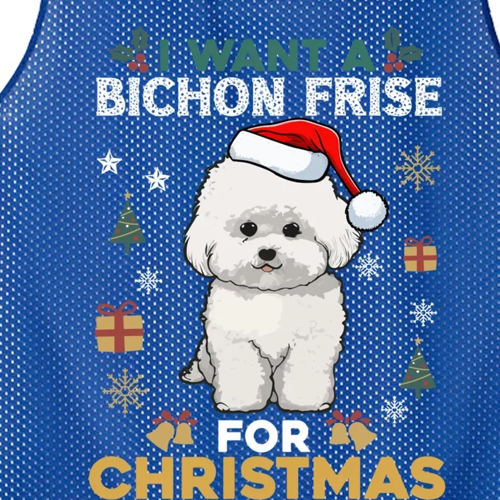 I Want A Bichon Frise For Christmas Cute Dog Lover Pajamas Gift Mesh Reversible Basketball Jersey Tank