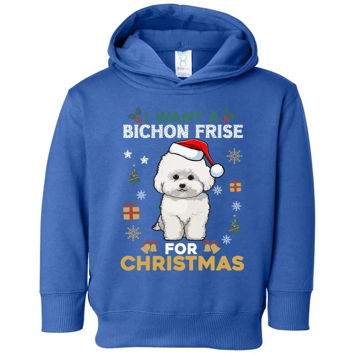 I Want A Bichon Frise For Christmas Cute Dog Lover Pajamas Gift Toddler Hoodie