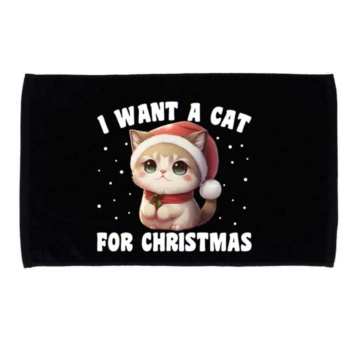 I Want A Cat For Christmas Cute Cats Gift Microfiber Hand Towel