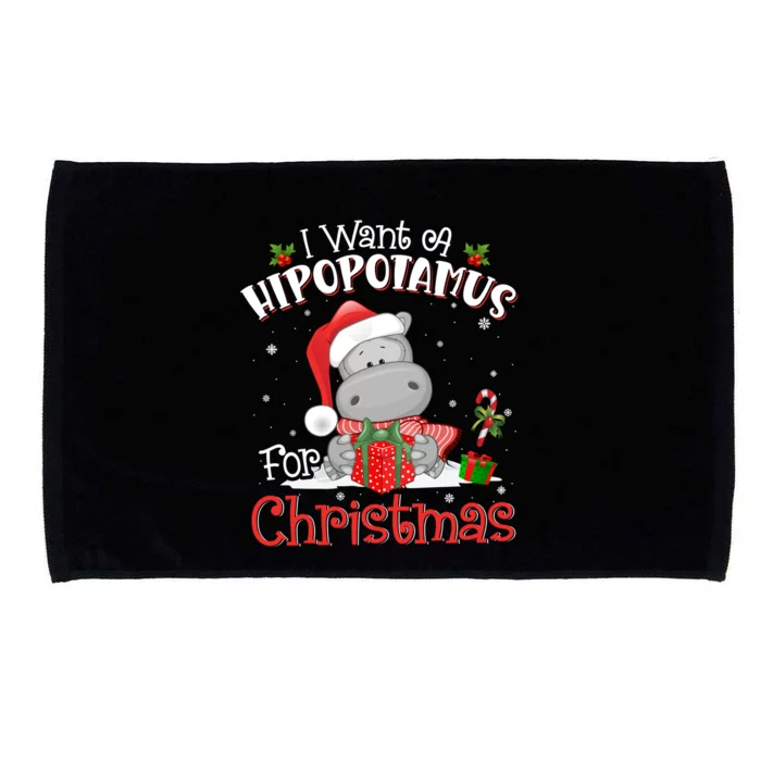 I Want A Hippopotamus For Christmas Xmas Pajama Hippo Lover Gift Microfiber Hand Towel