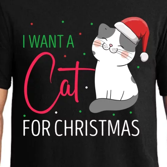 I Want A Cat For Christmas Cute Kitten Cat Lover Present Gift Pajama Set