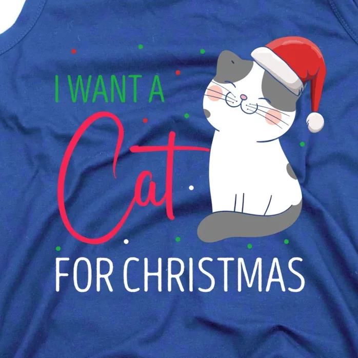 I Want A Cat For Christmas Cute Kitten Cat Lover Present Gift Tank Top