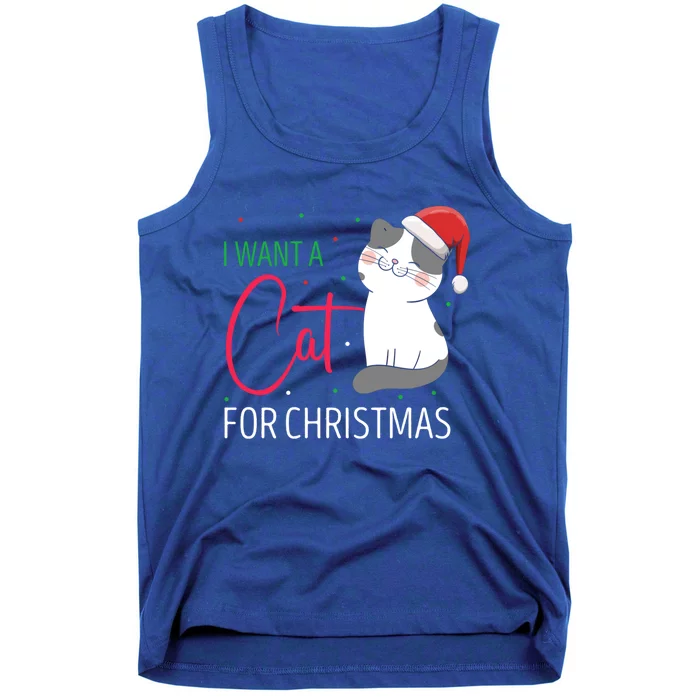 I Want A Cat For Christmas Cute Kitten Cat Lover Present Gift Tank Top