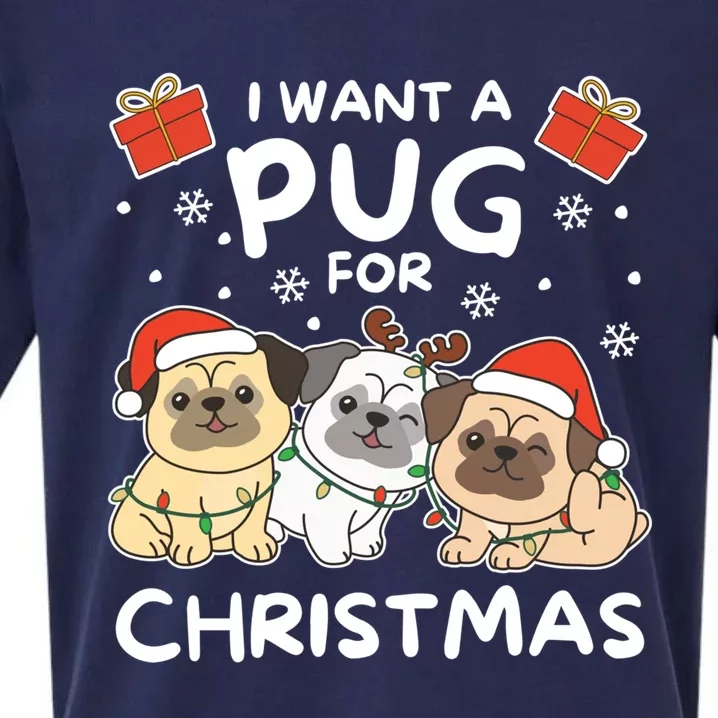 I Want A Pug For Christmas Cute Dogs Gift Sueded Cloud Jersey T-Shirt