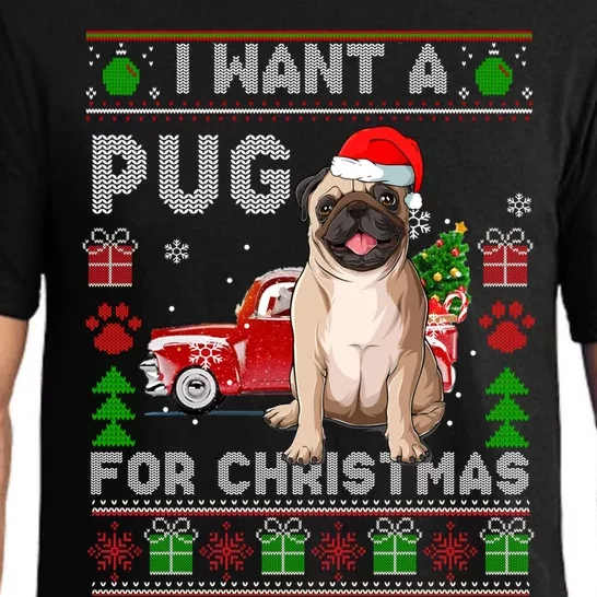 I Want A Pug For Christmas Ugly Sweater Dog Xmas Outfit Gift Pajama Set