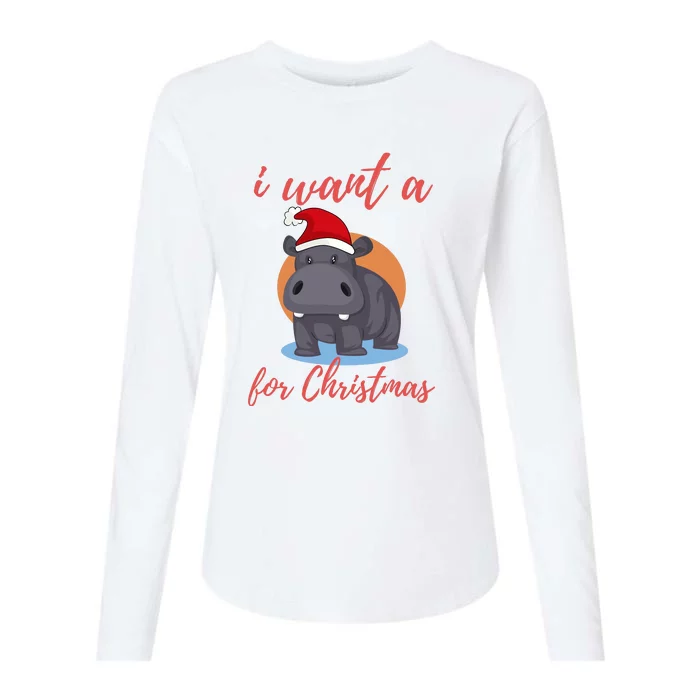 I Want A Hippopotamus For Christmas Womens Cotton Relaxed Long Sleeve T-Shirt