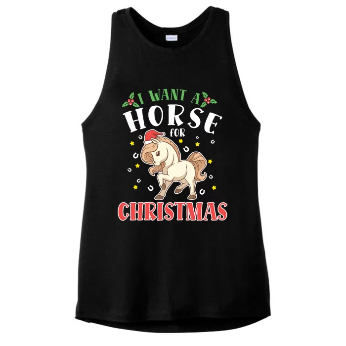 I Want A Horse For Christmas Donkey Horse Riding Gift Ladies Tri-Blend Wicking Tank