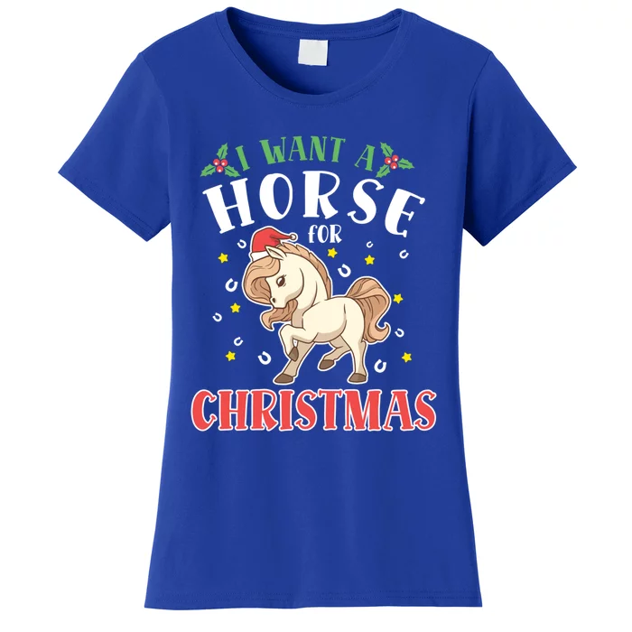 I Want A Horse For Christmas Donkey Horse Riding Gift Women's T-Shirt