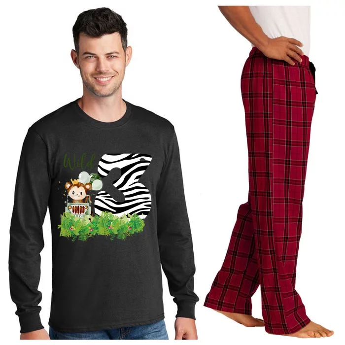 Im Wild And 3 Zoo Theme Birthday Safari Jungle Animal Long Sleeve Pajama Set