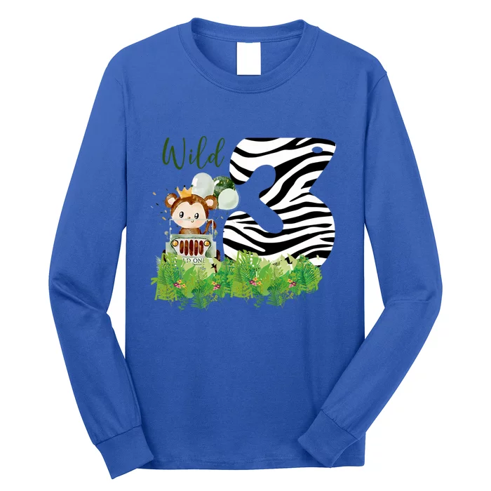 Im Wild And 3 Zoo Theme Birthday Safari Jungle Animal Long Sleeve Shirt