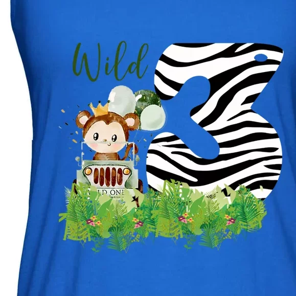 Im Wild And 3 Zoo Theme Birthday Safari Jungle Animal Ladies Essential Flowy Tank