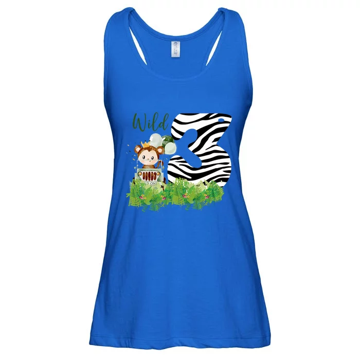 Im Wild And 3 Zoo Theme Birthday Safari Jungle Animal Ladies Essential Flowy Tank