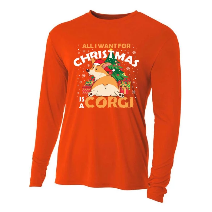 I Want A Corgi For Christmas Gift Cooling Performance Long Sleeve Crew