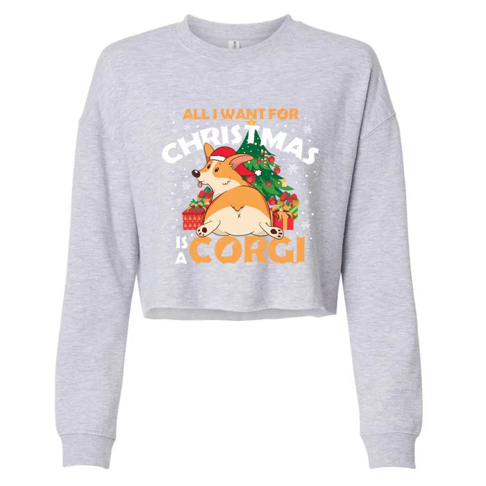 I Want A Corgi For Christmas Gift Cropped Pullover Crew