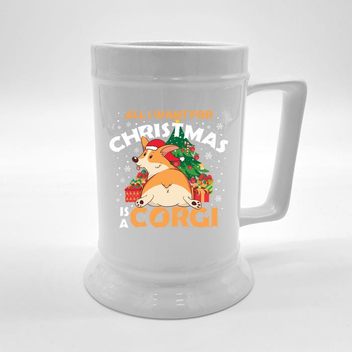 I Want A Corgi For Christmas Gift Front & Back Beer Stein