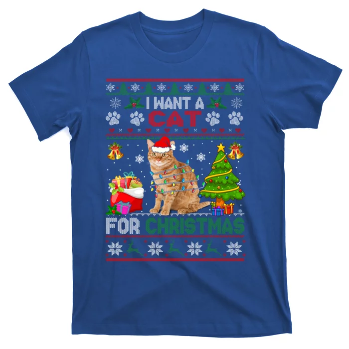 I Want A Cat For Christmas Funny Sweater Cat Xmas Gift T-Shirt