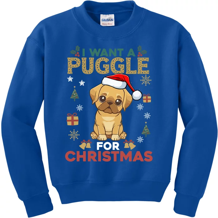 I Want A Puggle For Christmas Cute Dog Lover Family Pajama Great Gift Kids Sweatshirt