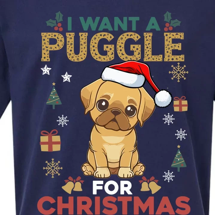 I Want A Puggle For Christmas Cute Dog Lover Family Pajama Great Gift Sueded Cloud Jersey T-Shirt