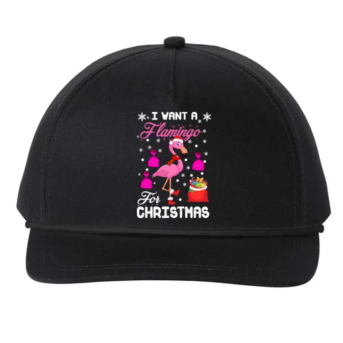 I Want A Flamingo For Christmas Pajama Holiday Xmas Funny Gift Great Gift Snapback Five-Panel Rope Hat