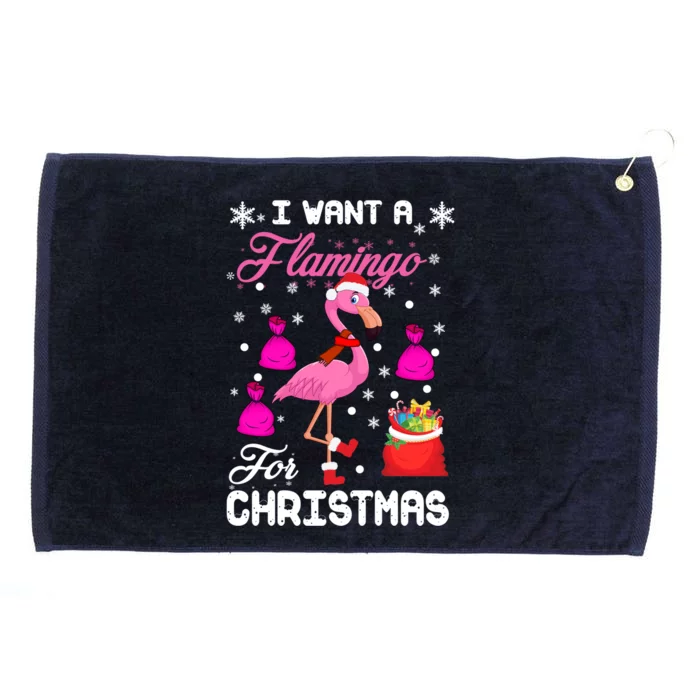 I Want A Flamingo For Christmas Pajama Holiday Xmas Funny Gift Great Gift Grommeted Golf Towel