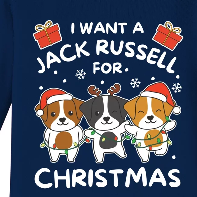 I Want A Jack Russell For Christmas Cute Dogs Gift Baby Long Sleeve Bodysuit