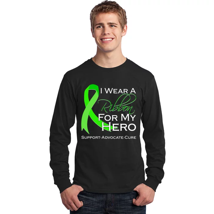 I Wear A Green For My Hero Bone Marrow Awareness Long Sleeve Shirt