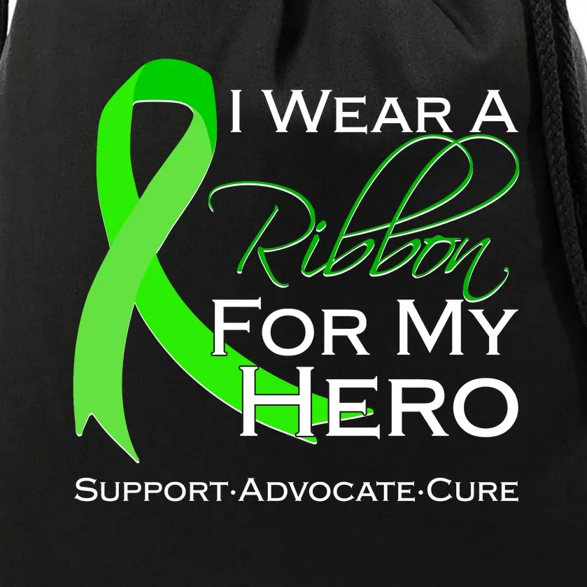 I Wear A Green For My Hero Bone Marrow Awareness Drawstring Bag