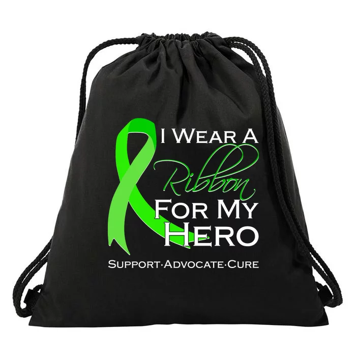 I Wear A Green For My Hero Bone Marrow Awareness Drawstring Bag