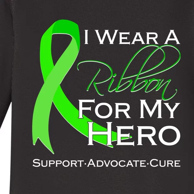 I Wear A Green For My Hero Bone Marrow Awareness Baby Long Sleeve Bodysuit