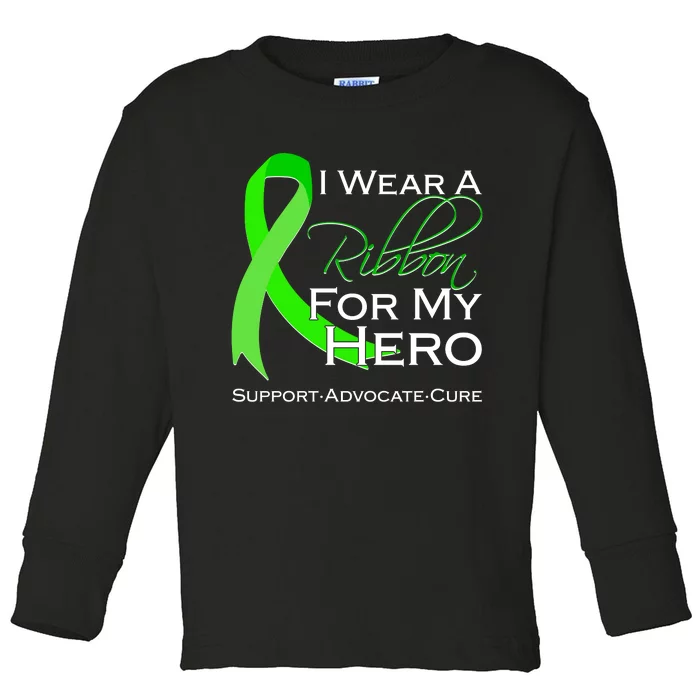 I Wear A Green For My Hero Bone Marrow Awareness Toddler Long Sleeve Shirt