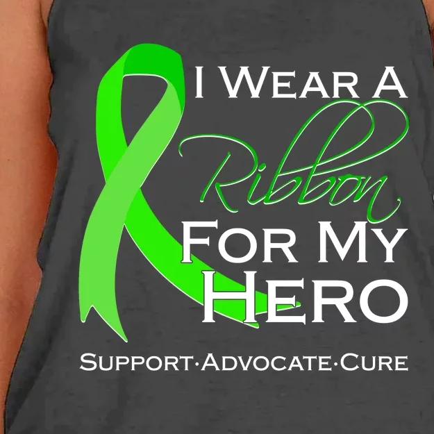 I Wear A Green For My Hero Bone Marrow Awareness Women's Knotted Racerback Tank