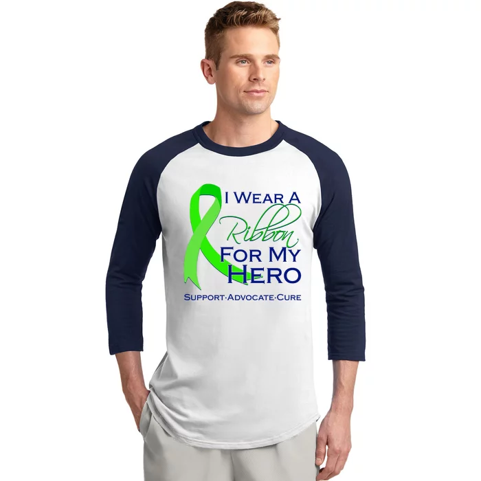 I Wear A Green For My Hero Bone Marrow Awareness Baseball Sleeve Shirt