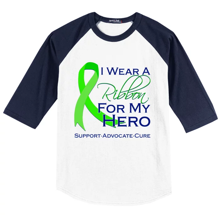 I Wear A Green For My Hero Bone Marrow Awareness Baseball Sleeve Shirt