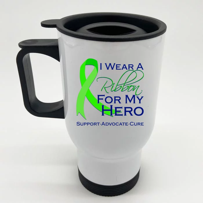 I Wear A Green For My Hero Bone Marrow Awareness Front & Back Stainless Steel Travel Mug