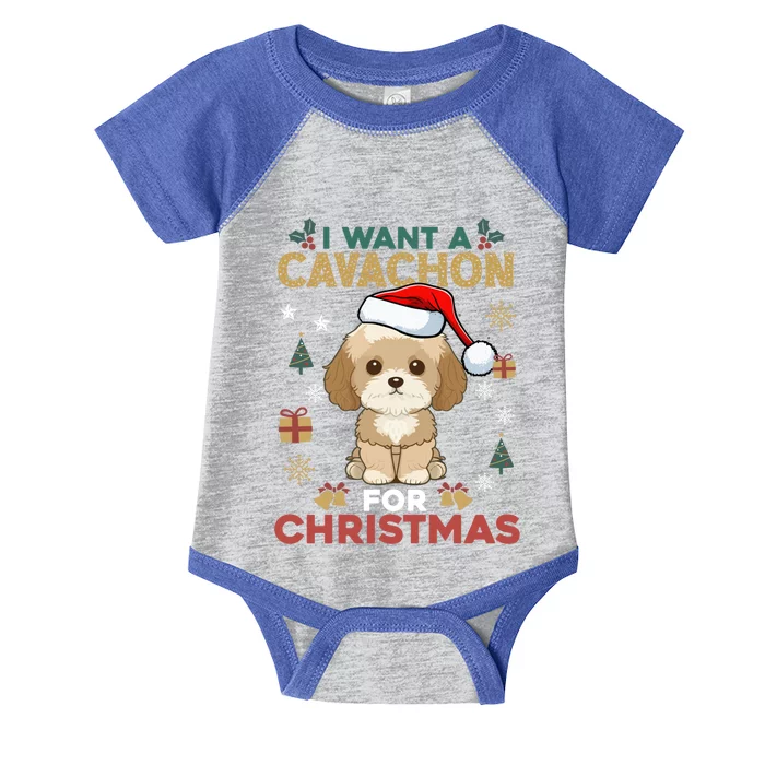 I Want A Cavachon For Christmas Cute Dog Lover Family Pajama Cute Gift Infant Baby Jersey Bodysuit