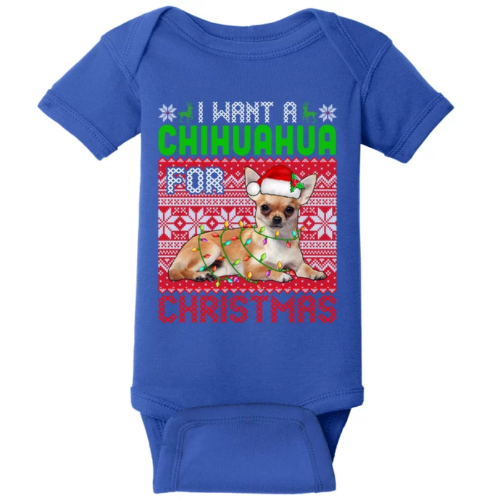 I Want A Chihuahua For Christmas Santa Dog Lover Owner Cute Gift Baby Bodysuit