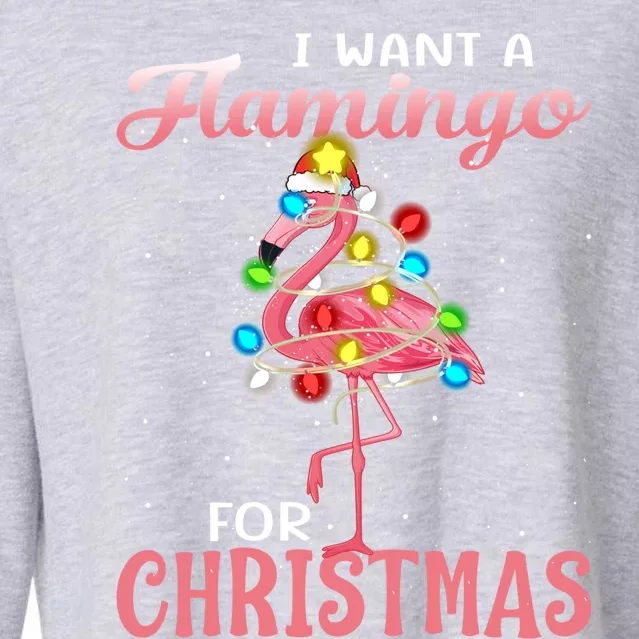 I Want A Flamingo For Christmas Pajama Holiday Xmas Cool Gift Cropped Pullover Crew