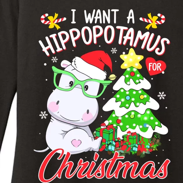 I Want A Hippopotamus For Christmas Xmas Hippo Womens CVC Long Sleeve Shirt