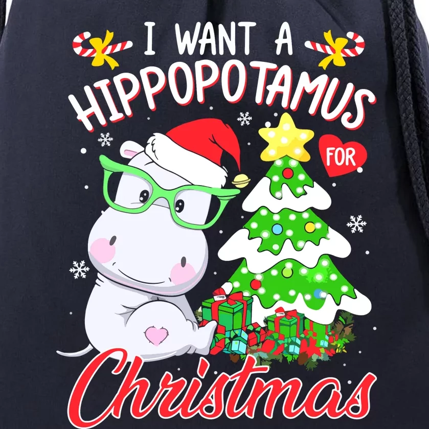 I Want A Hippopotamus For Christmas Xmas Hippo Drawstring Bag