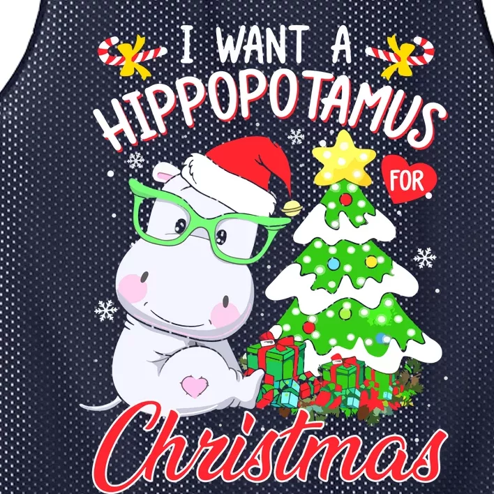 I Want A Hippopotamus For Christmas Xmas Hippo Mesh Reversible Basketball Jersey Tank