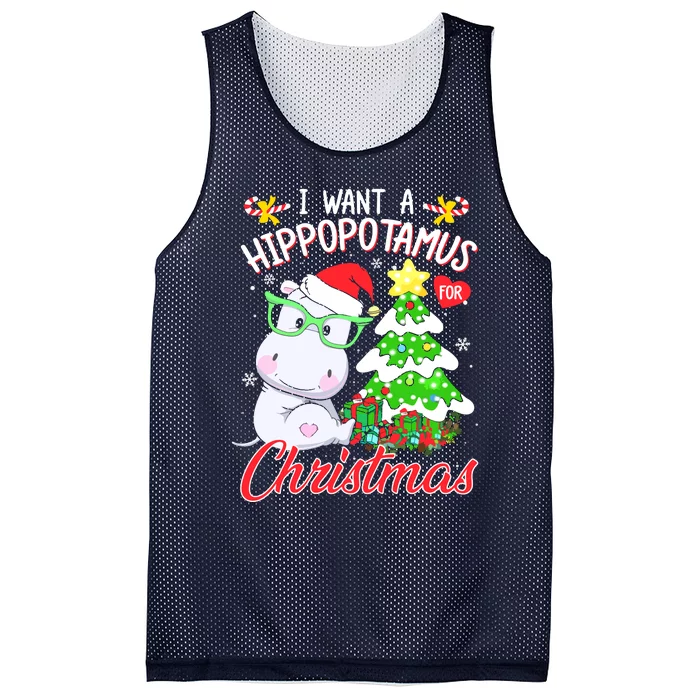 I Want A Hippopotamus For Christmas Xmas Hippo Mesh Reversible Basketball Jersey Tank