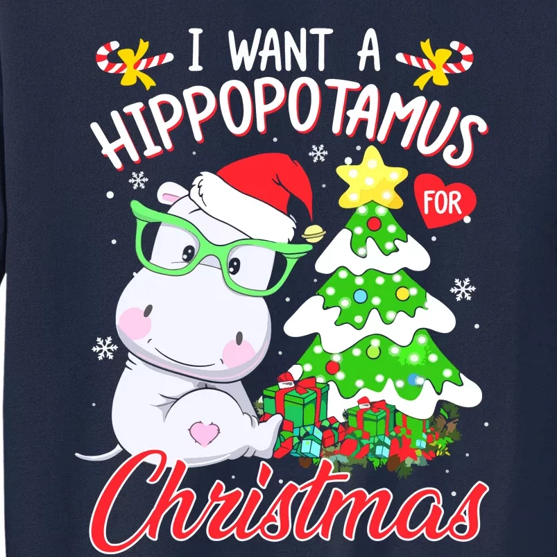 I Want A Hippopotamus For Christmas Xmas Hippo Tall Sweatshirt