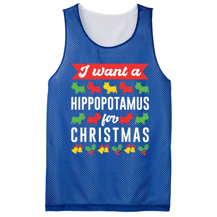 I Want A Hippopotamus For Christmas Xmas Hippo Gift Mesh Reversible Basketball Jersey Tank