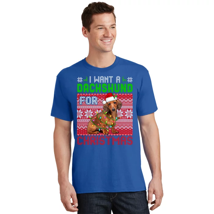 I Want A Dachshund For Christmas Santa Dog Lover Owner Gift T-Shirt