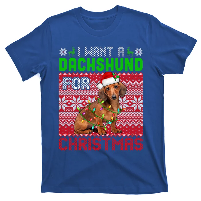 I Want A Dachshund For Christmas Santa Dog Lover Owner Gift T-Shirt