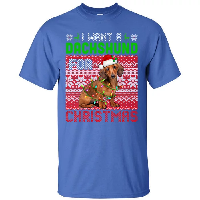 I Want A Dachshund For Christmas Santa Dog Lover Owner Gift Tall T-Shirt